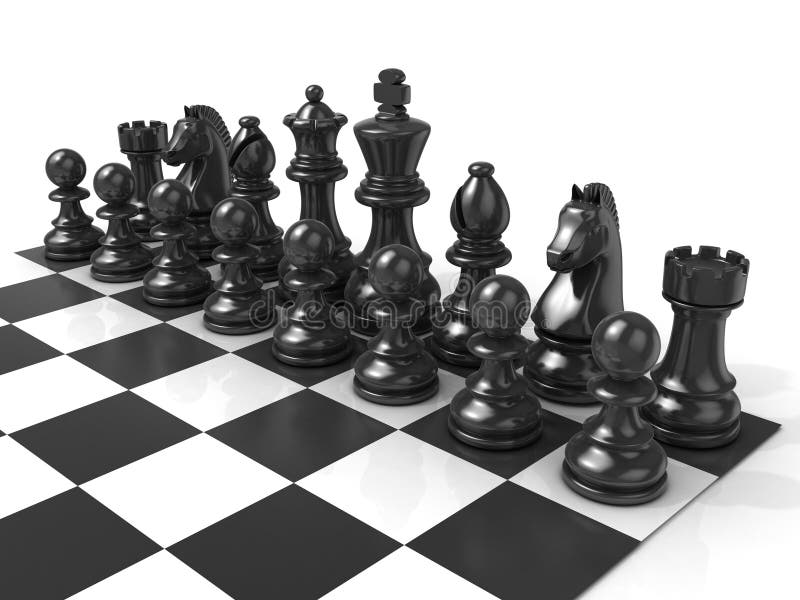 Chess Board with black chess pieces