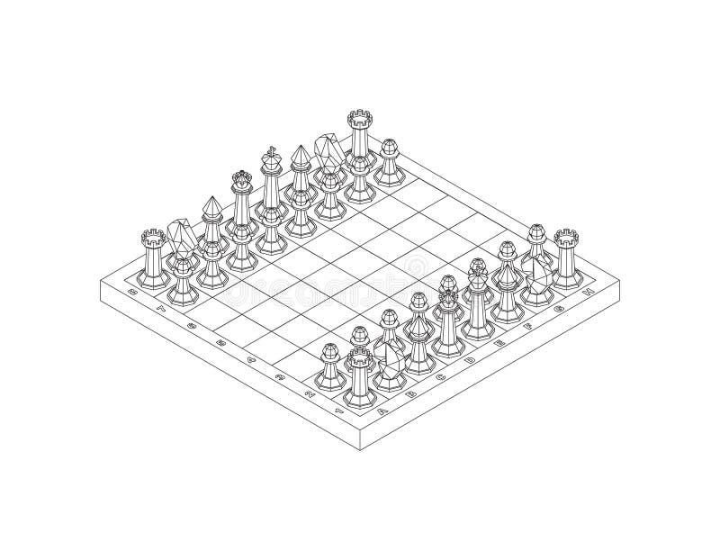 Chess Board with Figures. Isolated on White Background Stock Vector ...