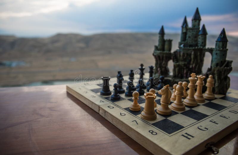 Wallpaper Chess Pieces on Wooden Table During Sunset, Background - Download  Free Image