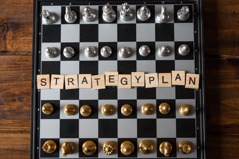 Chess board and text `Strategic plan` Business planning concept royalty free stock photography Chess board and text `Strategic plan` Business planning concept royalty free stock photography