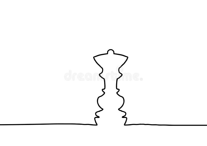 Chess figure of the queen. Continuous line drawing. Beautiful design for black background. Vector illustration.