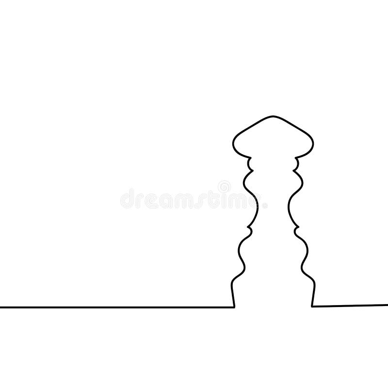 Chess figure of the queen. Continuous line drawing. Beautiful design for black background. Vector illustration.