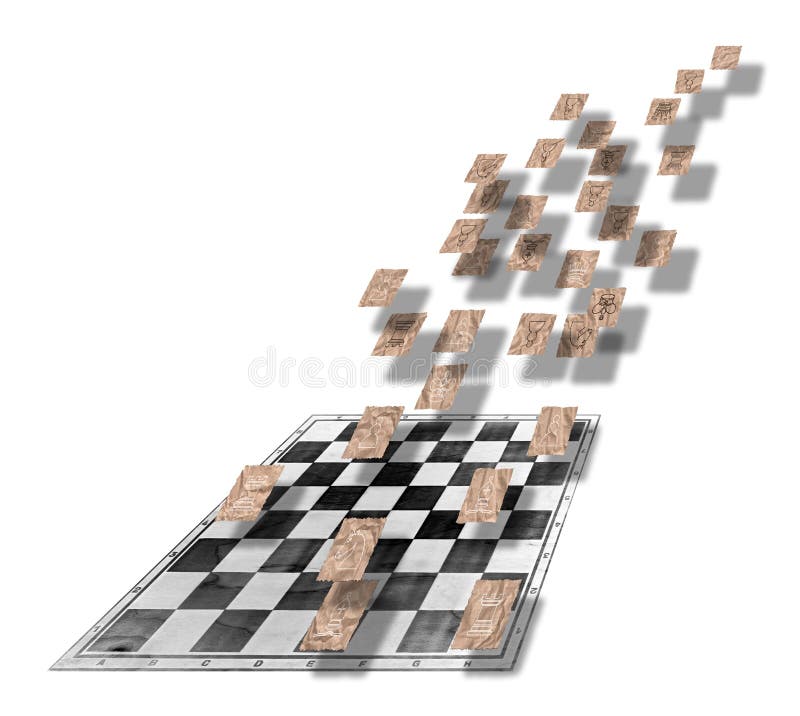 Chess figures on pieces of brown crumpled packaging paper vector illustration Chess figures on pieces of brown crumpled packaging paper vector illustration