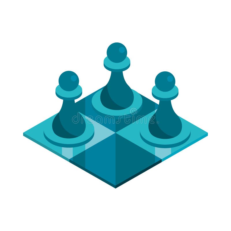 isometric vector image on a blue background, chess pieces and their names,  school of chess Stock Vector