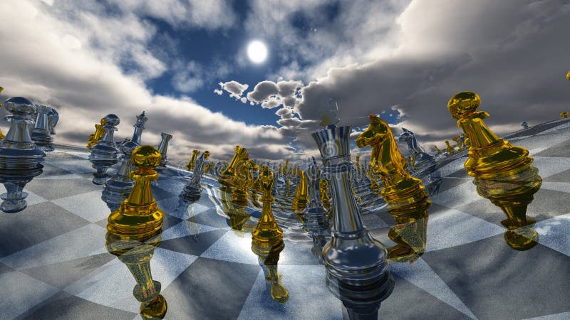 chess board wallpaper, surreal, 3d rendering Stock Illustration