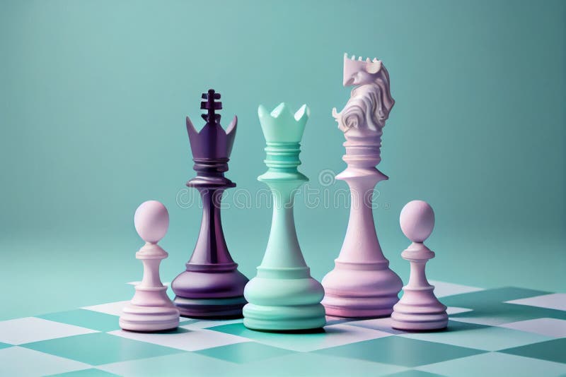 Chess King on Chess Board Game with Chess Figures. AI Generated Stock