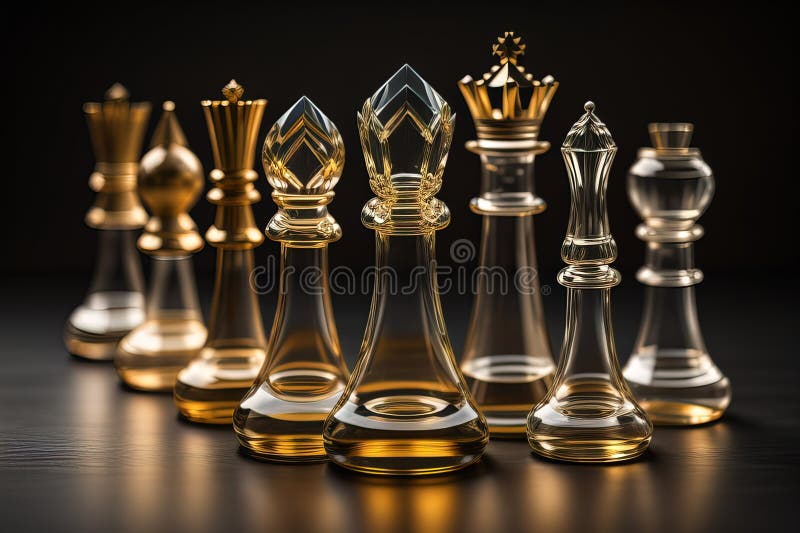 black glass queen chess piece on glass chess board Stock Photo - Alamy