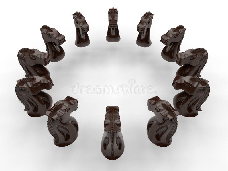 Chess knight - circular pattern array stock illustration