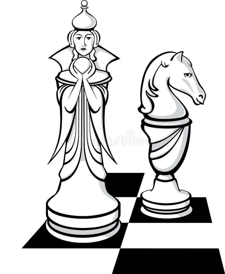 Two pawns are chess pieces sketch. Lies and stands. Vector hand