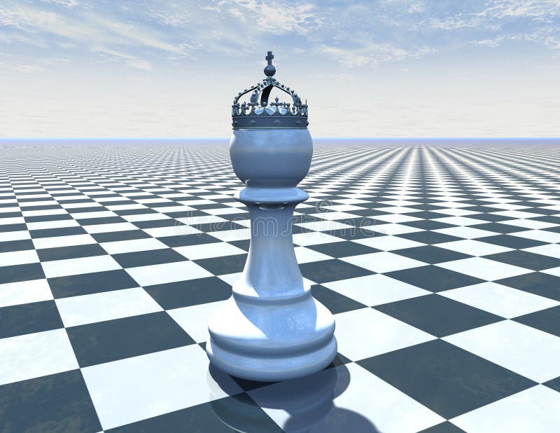 Chess Piece On Beautiful Blue Background With Checkerboard Stock Image