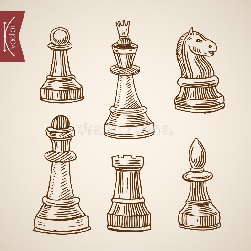 Retro sketch of a king chess piece Royalty Free Vector Image