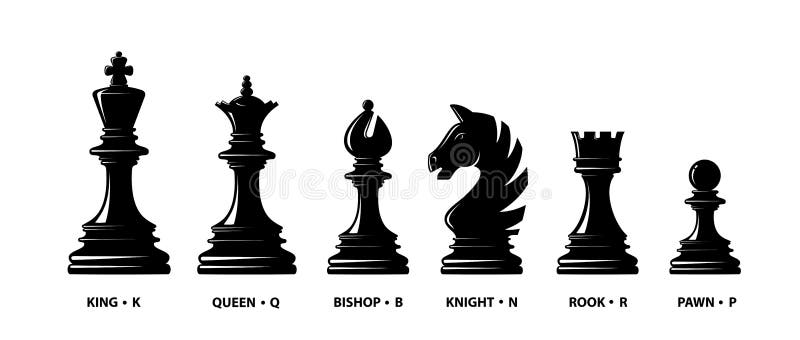 Chess piece icons with names board game black Vector Image