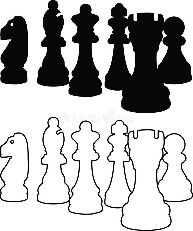 Classic Chess Pieces Stroke Set Vector Download