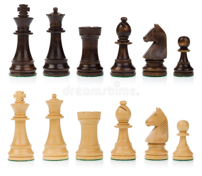 Isolato pezzi degli scacchi set isolato su bianco.