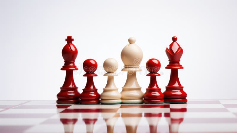 Chess pieces on a chessboard, 3d render, square image Generative AI royalty free illustration