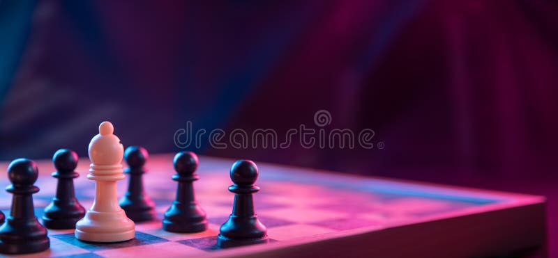 Download wallpapers 3d chess, neon light, 3d chessboard, blue