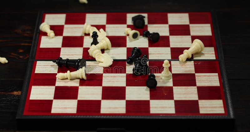 Chess Pieces Fall On The Chessboard - Stock Video