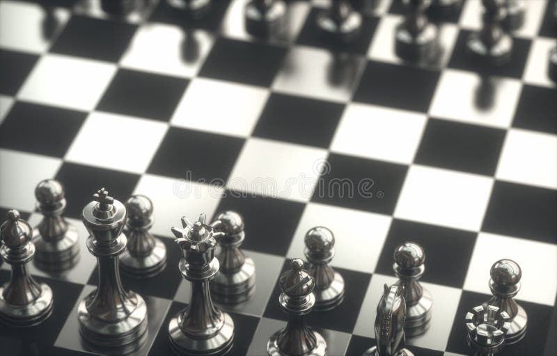 chess board seen close up with depth of field effect - 3D rendering Stock  Photo - Alamy