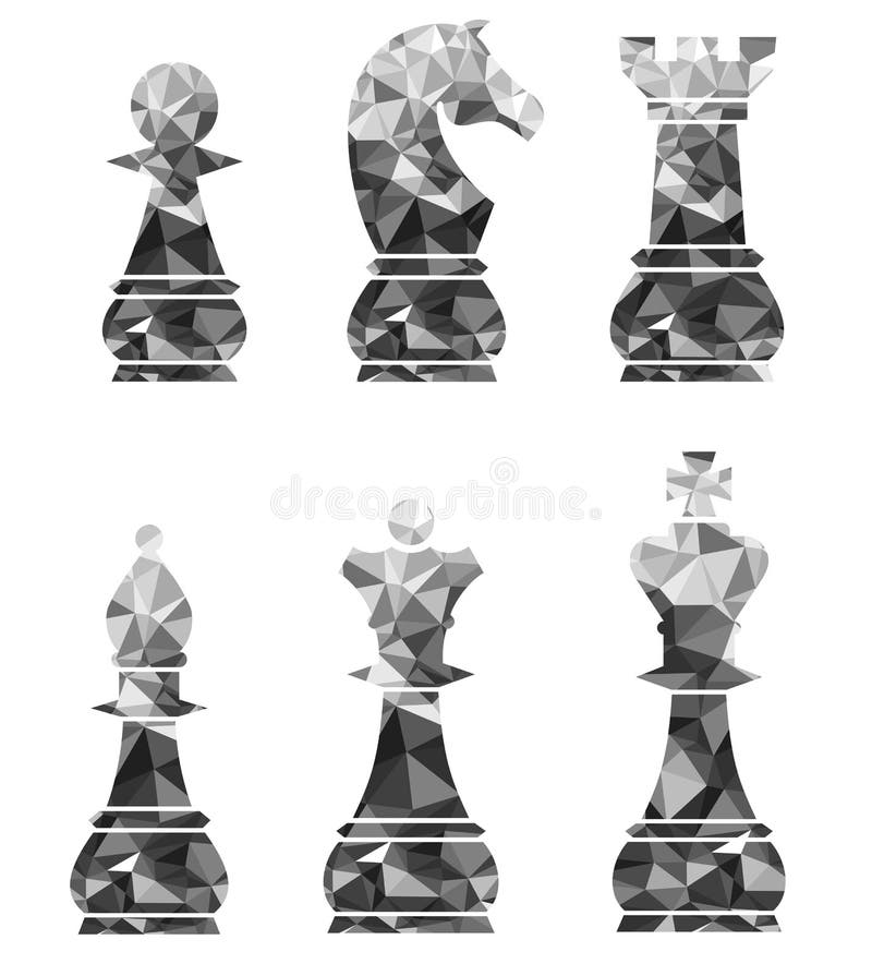 Chess Pieces Including King Queen Rook Pawn Knight and Bishop.