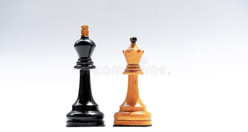 Chess Pieces of King and Queen on a White Background Stock Image ...