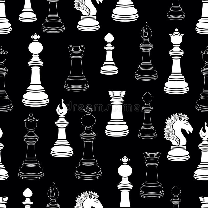 Chess Pieces Silhouette Set Stock Illustration - Illustration of