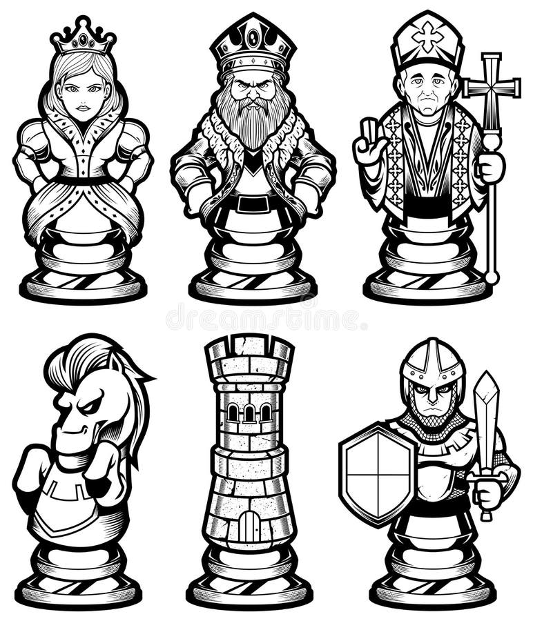 Black and white chess piece rook Royalty Free Vector Image