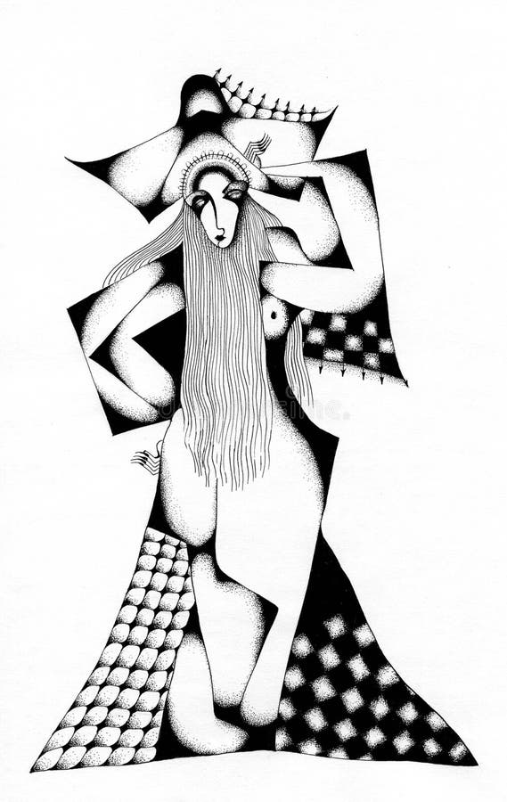 The chess Queen. Black and white picture