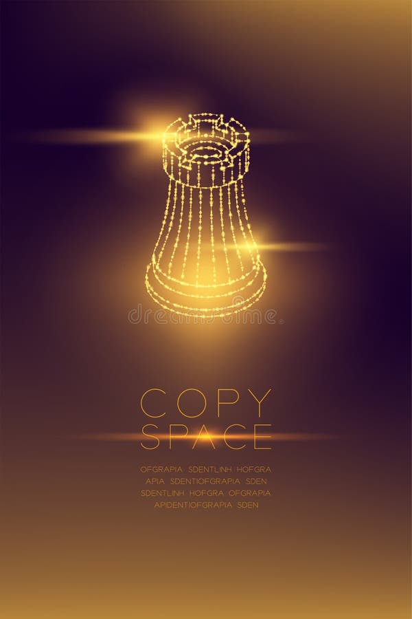 Chess Rook isometric wireframe polygon futuristic bokeh light frame structure and lens flare, Business strategy concept design ill royalty free illustration Chess Rook isometric wireframe polygon futuristic bokeh light frame structure and lens flare, Business strategy concept design ill royalty free illustration