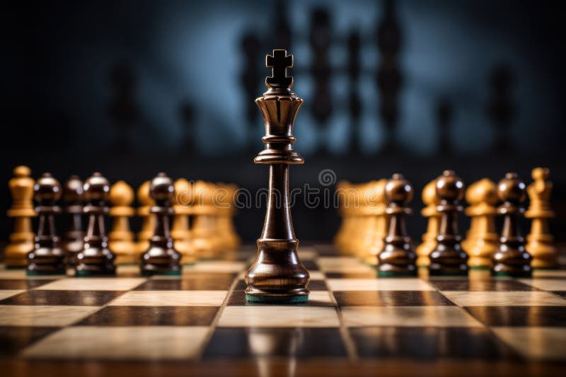 Chessboard with a black queen in the middle royalty free stock photography