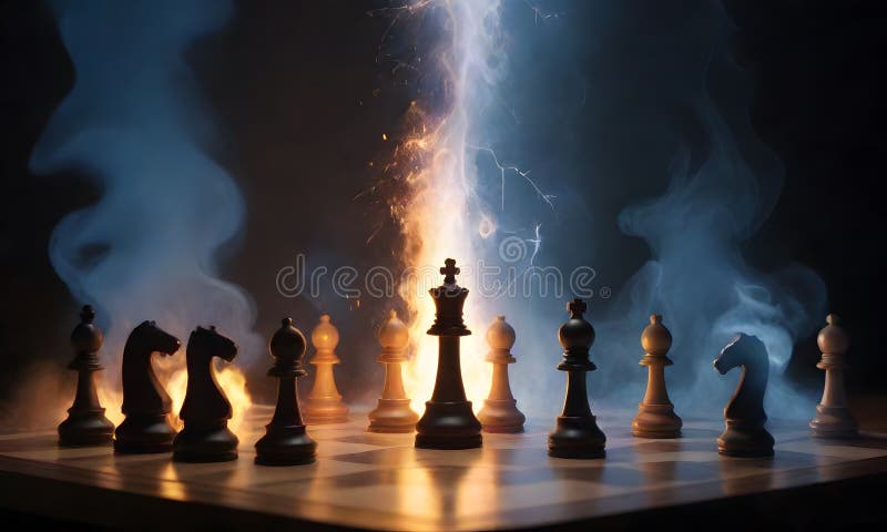 Chessboard Lightning Strike: The Decisive Move royalty free stock photo