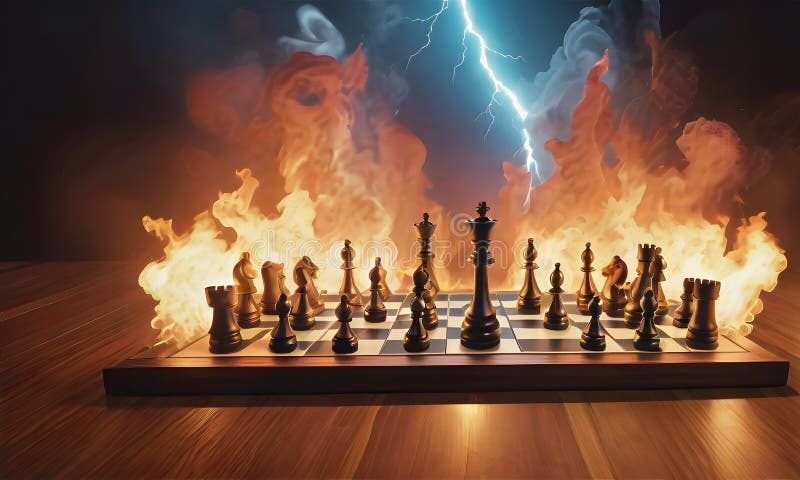 Chessboard Lightning Strike: The Decisive Move royalty free stock image