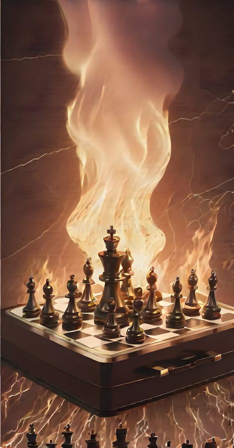 Chessboard Lightning Strike: The Decisive Move stock photo