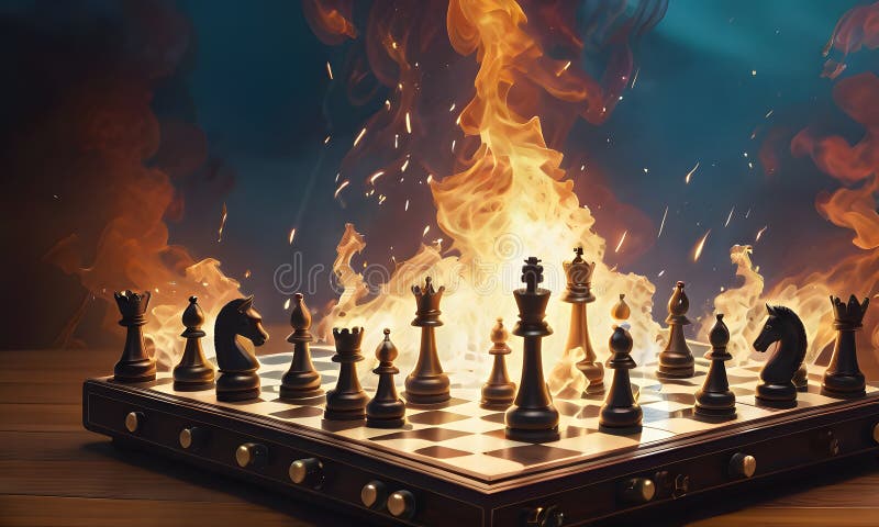Chessboard Lightning Strike: The Decisive Move stock photo