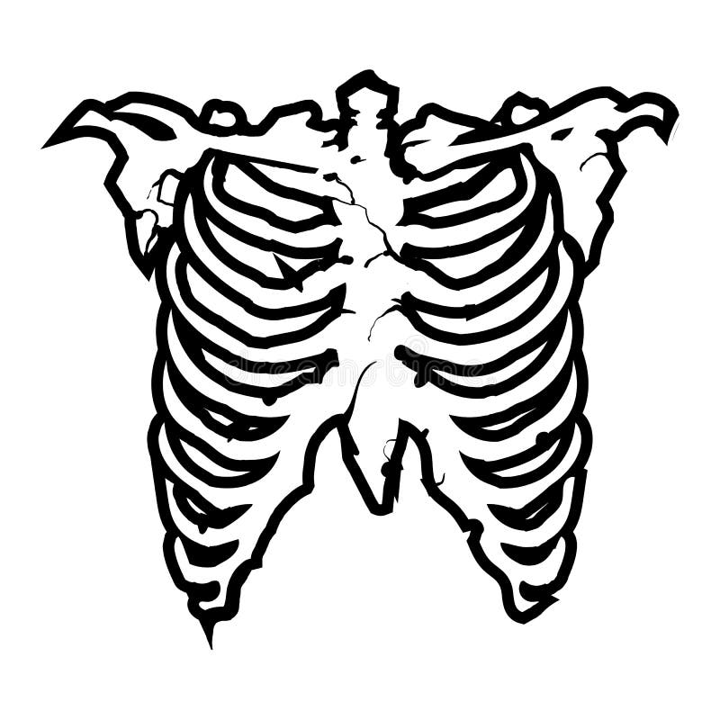 White Chest Bone. T-shirt Print for Horror or Halloween. Hand Drawing  Illustration Isolated on Black Background. Vector EPS 10. Stock Vector -  Illustration of white, background: 228479907