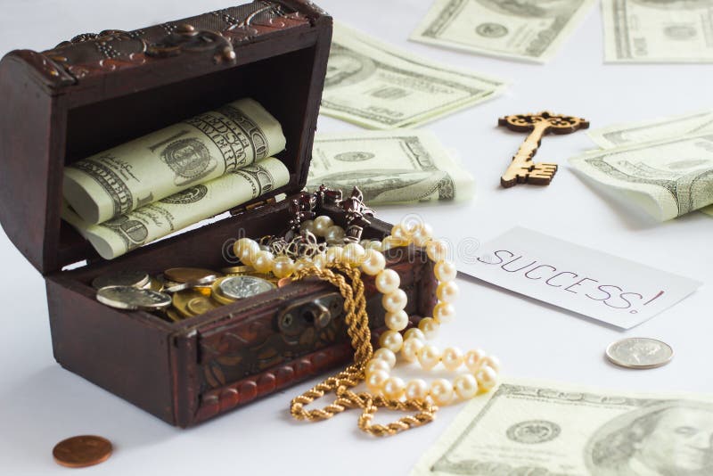 Chest with money and jewels