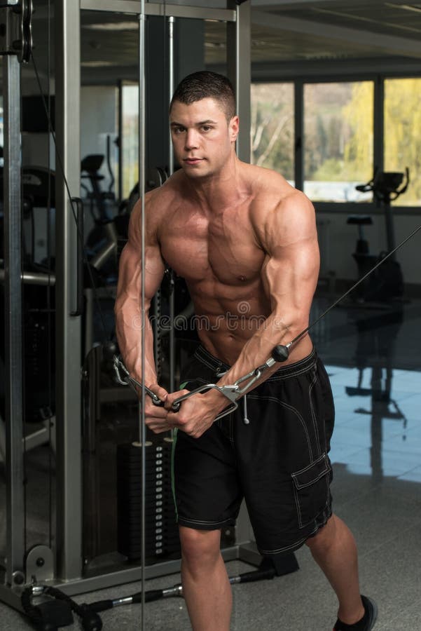 Chest Workout with Cables stock image. Image of model 62869461
