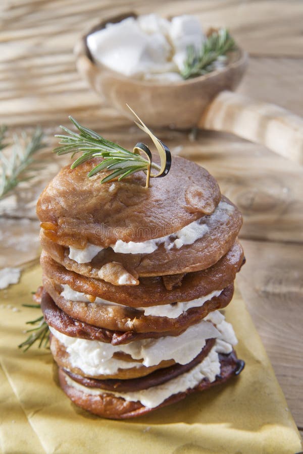 Chestnut Flour Pancakes with Cottage Cheese Stock Image Image of
