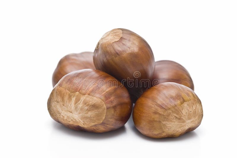 Chestnuts on white background.