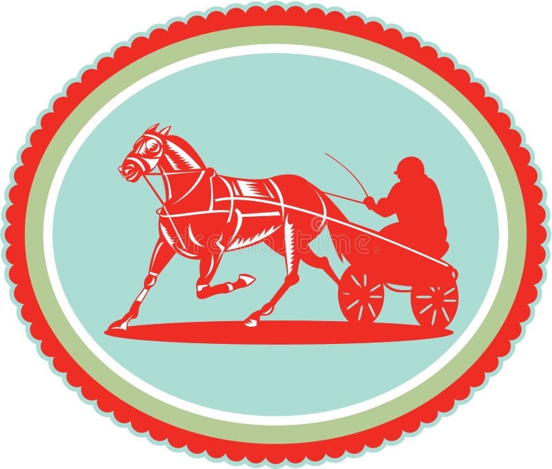Cheval et jockey Harness Racing Rosette Retro illustration libre de droits Cheval et jockey Harness Racing Rosette Retro illustration libre de droits