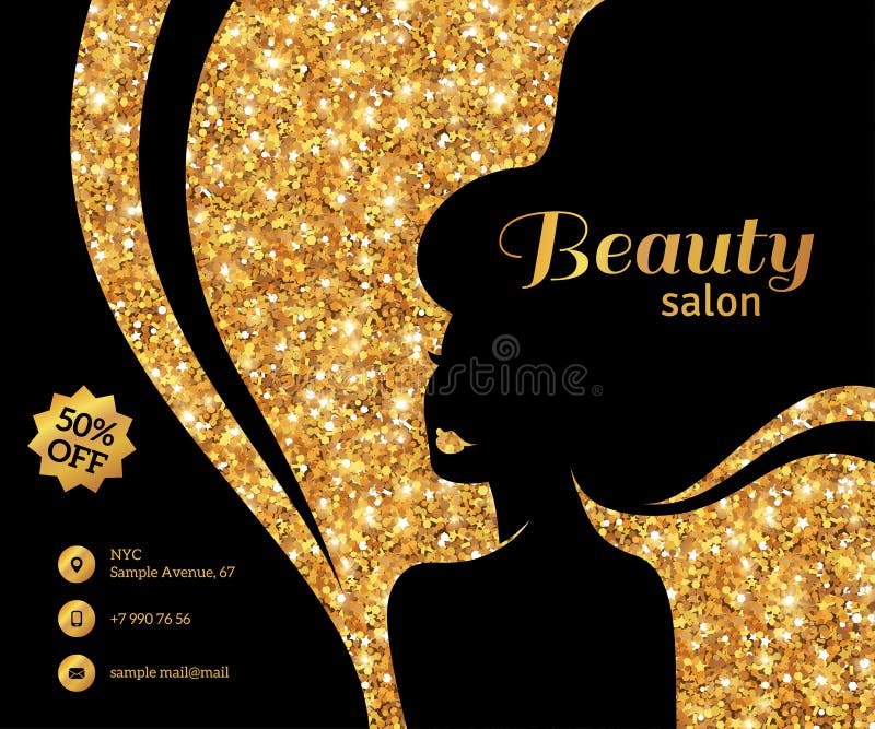 Cheveux de femme de mode de noir et d'insecte d'or longs illustration stock Cheveux de femme de mode de noir et d'insecte d'or longs illustration stock