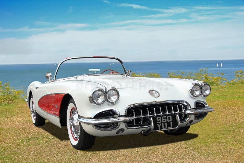 Chevrolet-convertibele korvetc1 wijnoogst stock foto Chevrolet-convertibele korvetc1 wijnoogst stock foto