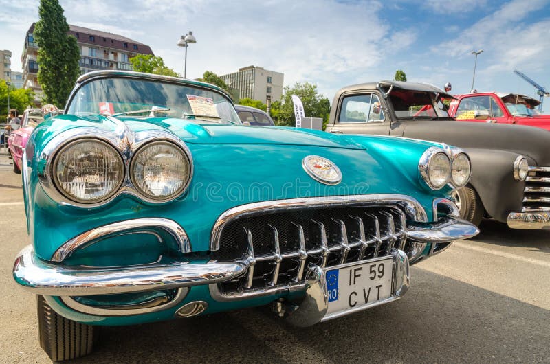 Clasic car Chevrolet Corvette 1959. Photo taken on May 31, 2015 in Bucharest, Romania