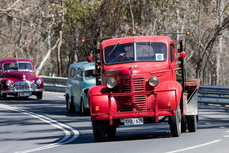 Adelaide, Australia - September 25, 2016: Vintage 1939 Chevrolet VB Truck driving on country roads near the town of Birdwood, South Australia.