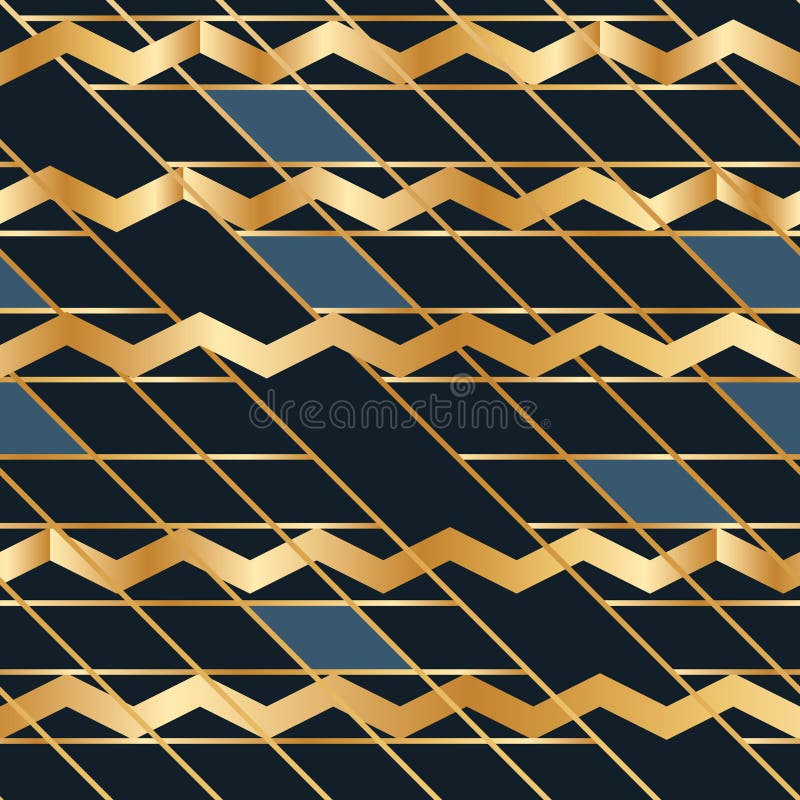 Chevron carré bleu d'or latéral touchent au modèle sans couture illustration de vecteur Chevron carré bleu d'or latéral touchent au modèle sans couture illustration de vecteur