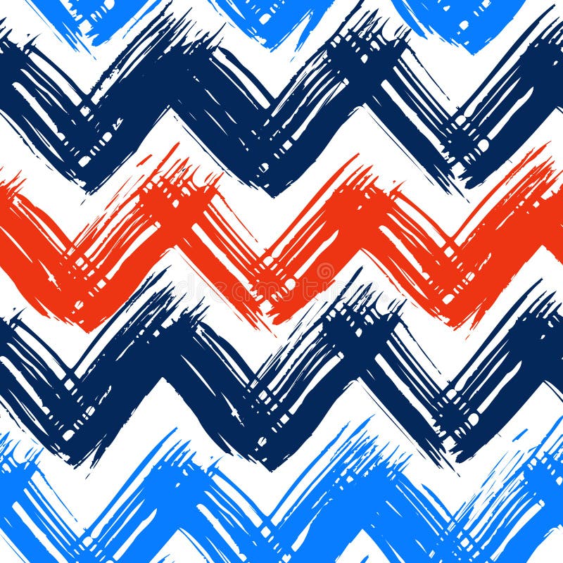 Vector seamless chevron pattern hand painted with bold brushstrokes in bright nautical colors can be used for print, wallpaper, fall summer fashion, and gift wrapping paper. Vector seamless chevron pattern hand painted with bold brushstrokes in bright nautical colors can be used for print, wallpaper, fall summer fashion, and gift wrapping paper