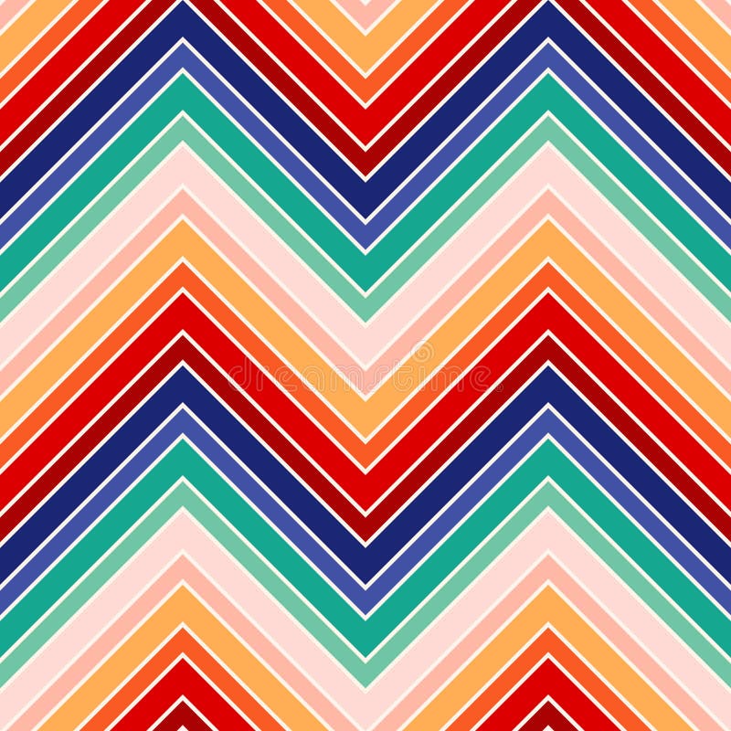 Chevron seamless pattern. Rainbow zigzag stripes texture. Vector background stock illustration