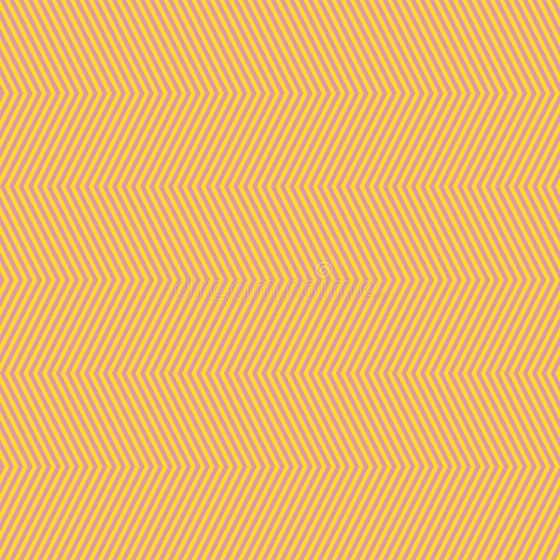 Chevron seamless pattern. Vector texture with thin yellow and pink zig zag lines stock illustration