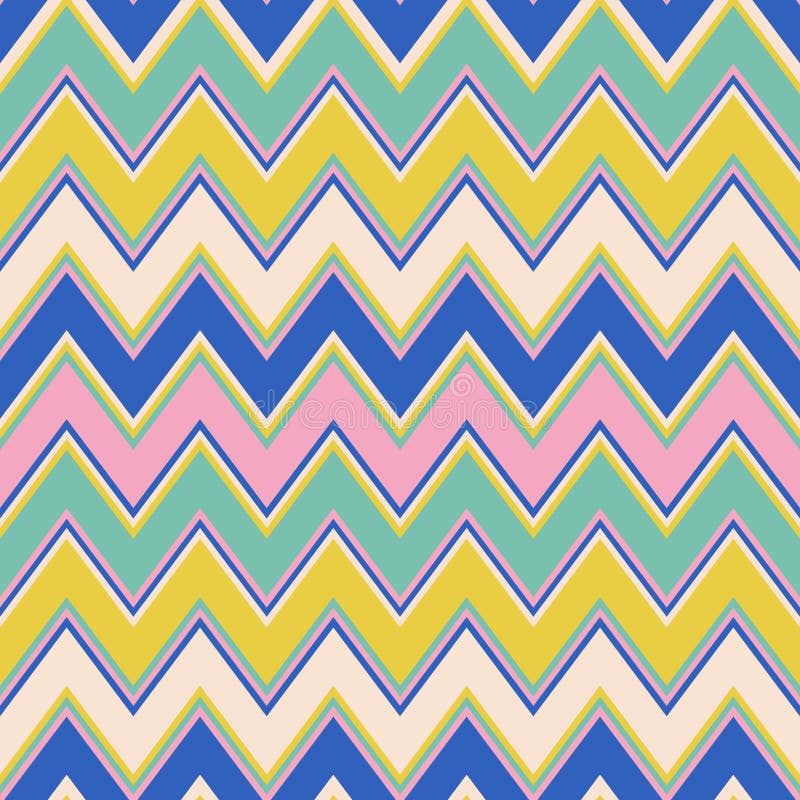 Chevron seamless pattern. Zigzag stripes ornament. Retro style vector texture, bright trendy colours royalty free illustration