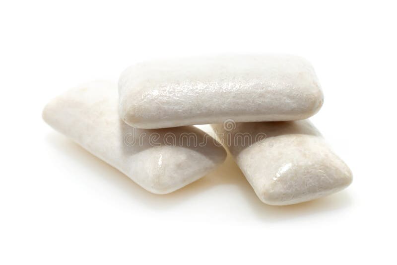 Chewing gums on a white background close-up. Mint Chew Pads Isolate.