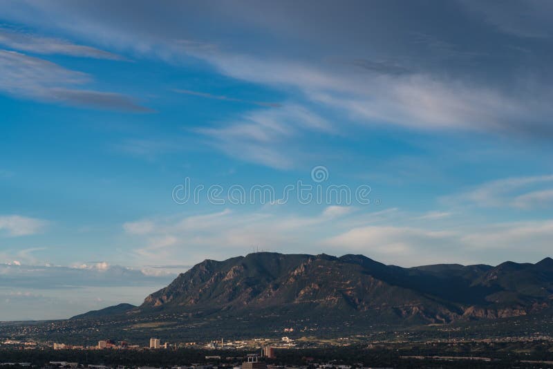 Cheyenne Mountain stock image. Image of downtown, looms 75827007